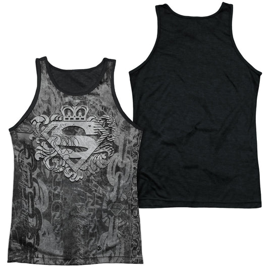 Superman - Unchain The King - Adult Poly Tank Top Black Back - White