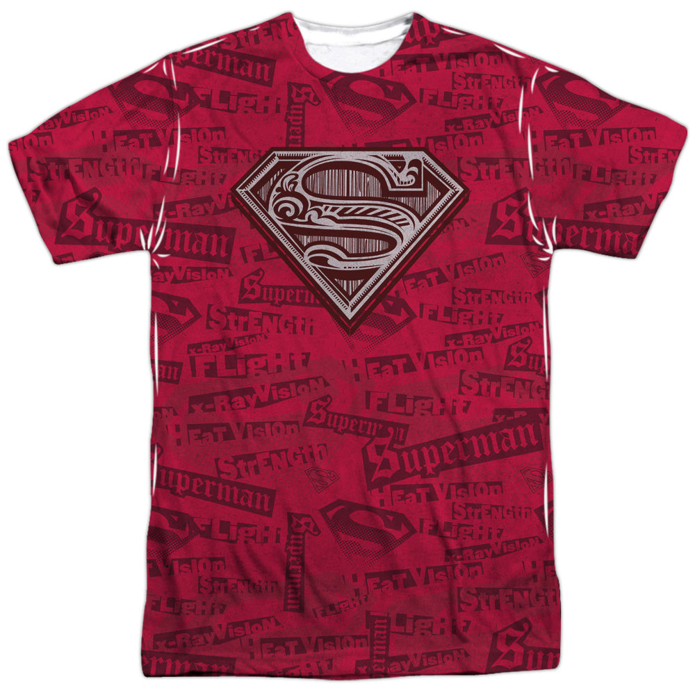 Superman - Super Powers -  Short Sleeve Adult 100% Poly Crew - White T-shirt