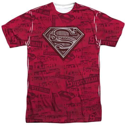 Superman - Super Powers -  Short Sleeve Adult 100% Poly Crew - White T-shirt
