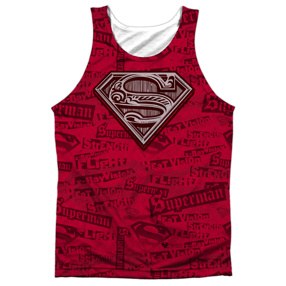 Superman - Super Powers - Adult 100% Poly Tank Top - White