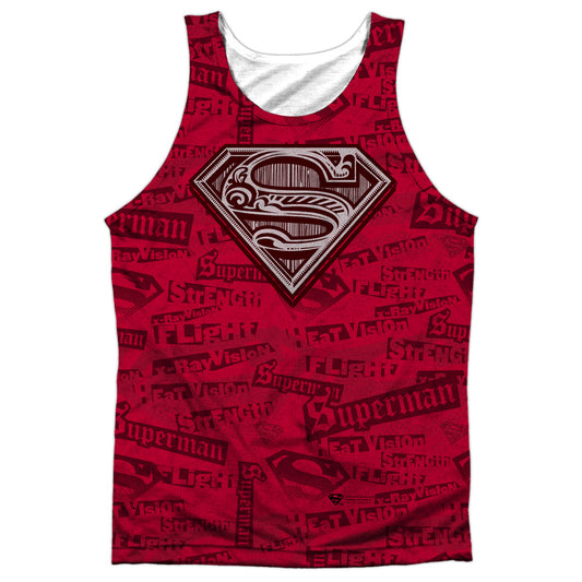 Superman - Super Powers - Adult 100% Poly Tank Top - White
