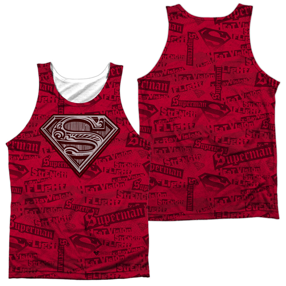 Superman - Super Powers - Adult 100% Poly Tank Top - White