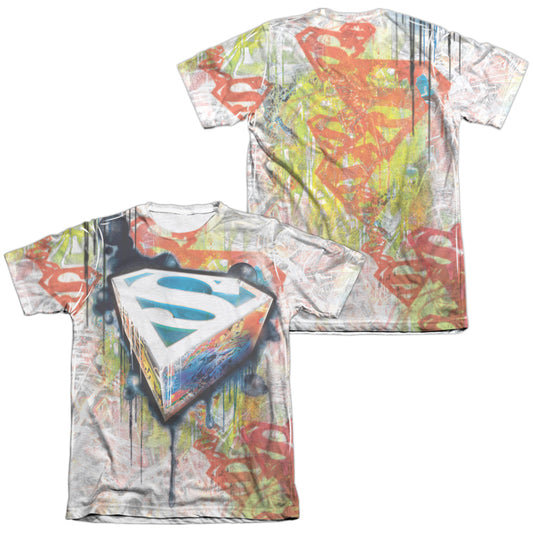 Superman - Urban Shields (Front/back Print) - Adult 65/35 Poly/cotton Short Sleeve Tee - White T-shirt