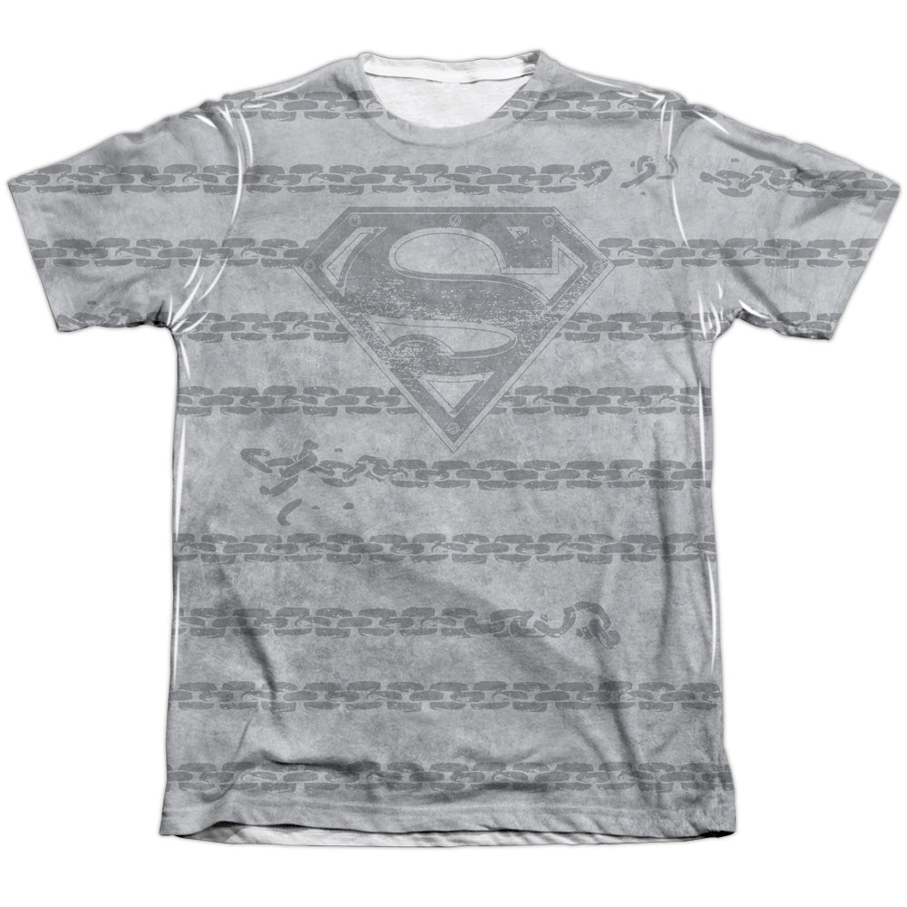 Superman - Breaking Chains All Over - Adult 65/35 Poly/cotton Short Sleeve Tee - White T-shirt