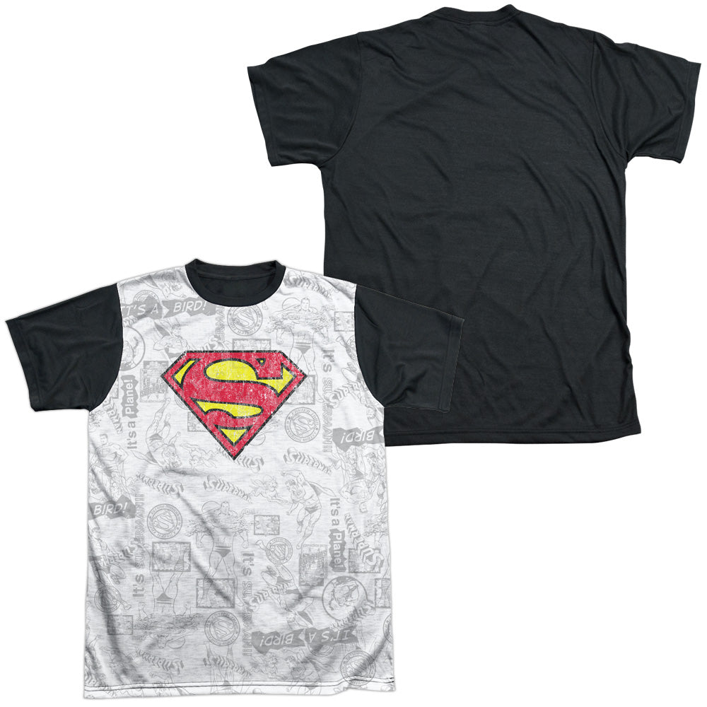 Superman - Classic Repeat - Short Sleeve Adult White Front Black Back   - White T-shirt