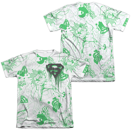 Superman - In Your Face (Front/back Print) - Adult 65/35 Poly/cotton Short Sleeve Tee - White T-shirt