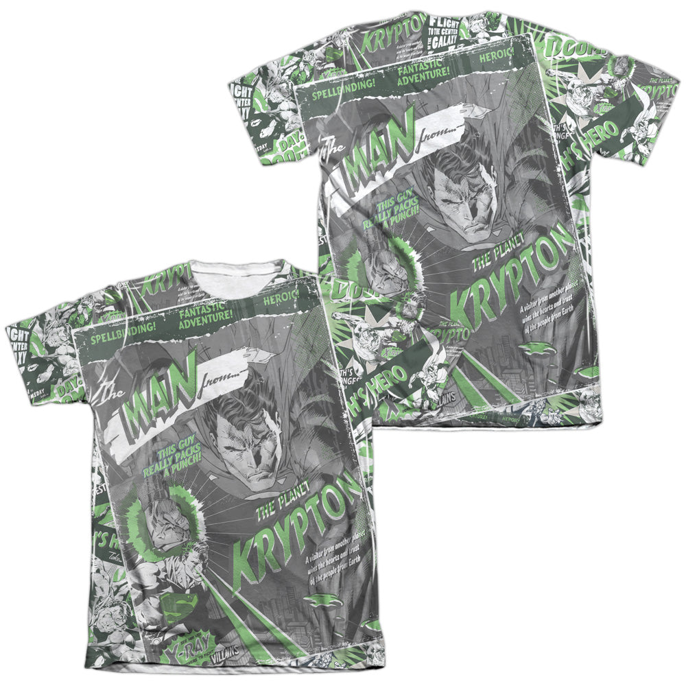 Superman - Man From Krypton (Front/back Print) - Adult 65/35 Poly/cotton Short Sleeve Tee - White T-shirt