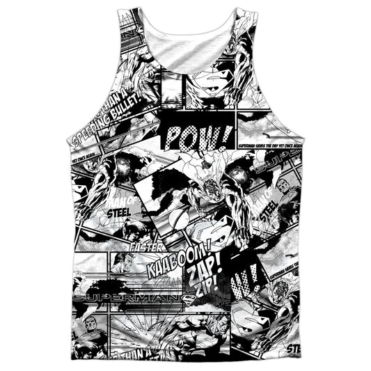Superman - Comic Strips - Adult 100% Poly Tank Top - White