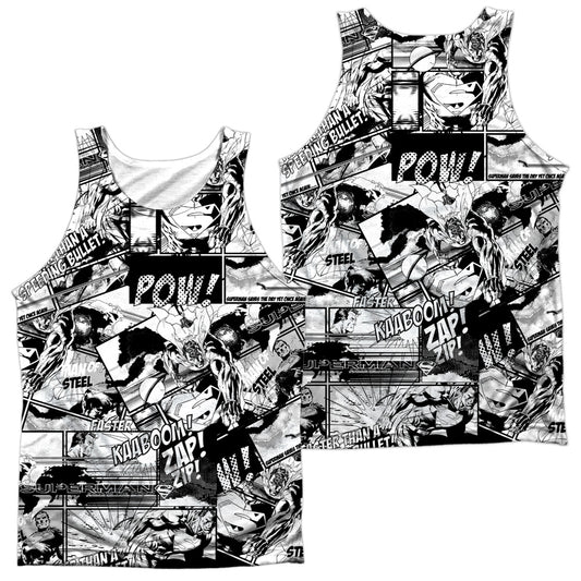 Superman - Comic Strips - Adult 100% Poly Tank Top - White
