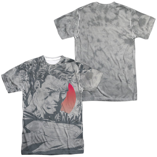 Superman - New Day Dawning (Front/back Print) -  Short Sleeve Adult 100% Poly Crew - White T-shirt