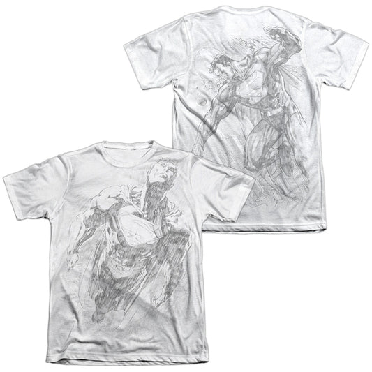 SUPERMAN EXPLODING SPACE SKETCH-ADULT POLY/COTTON T-Shirt