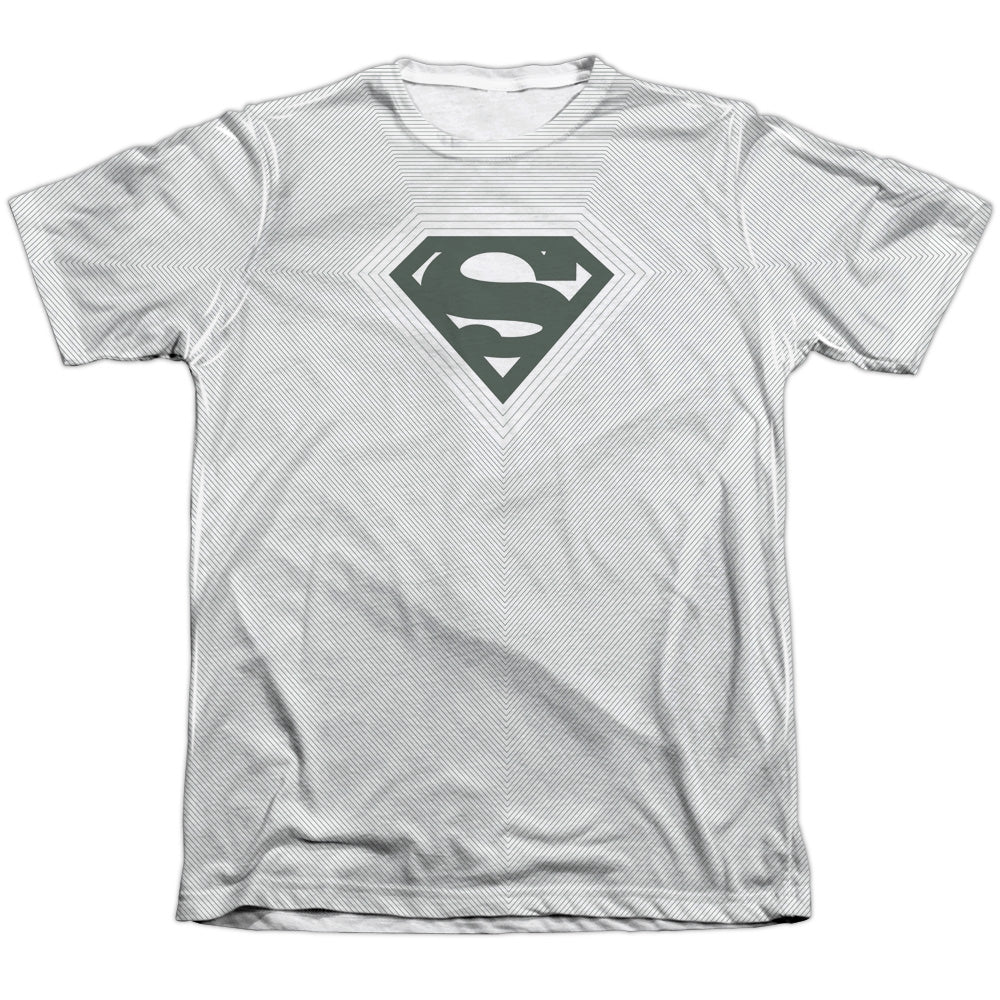 Superman - Optical Stripes - Adult Poly/cotton Short Sleeve Tee - White T-shirt