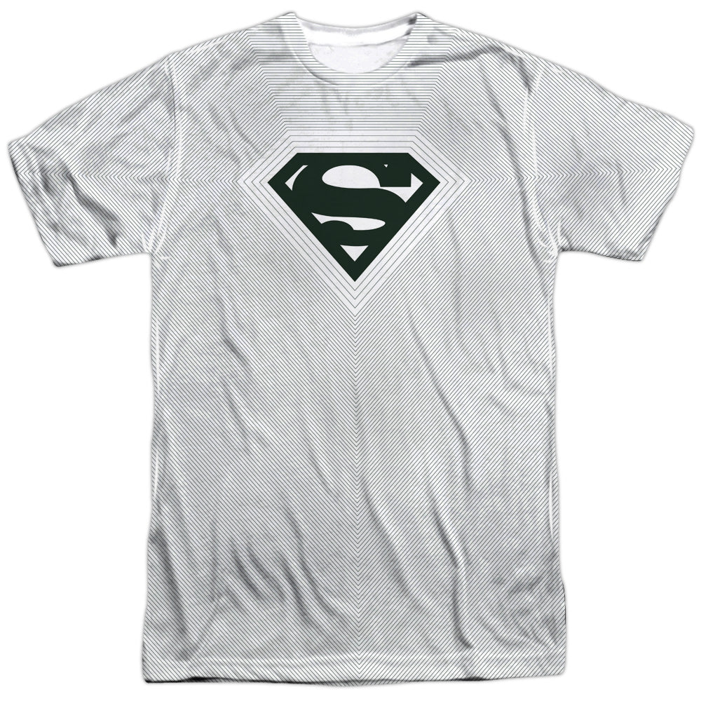 Superman - Optical Stripes - Short Sleeve Adult Poly Crew - White T-shirt
