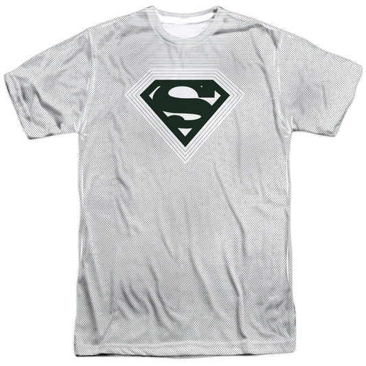 Superman - Optical Stripes - Short Sleeve Adult Poly Crew - White T-shirt