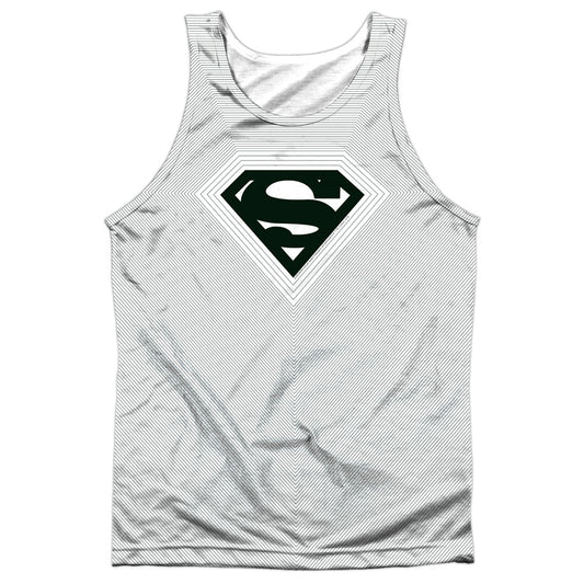 Superman - Optical Stripes - Adult 100% Poly Tank Top - White