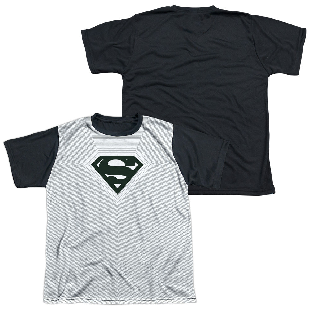 Superman - Optical Stripes - Short Sleeve Youth White Front Black Back   - White T-shirt