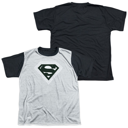 Superman - Optical Stripes - Short Sleeve Youth White Front Black Back   - White T-shirt
