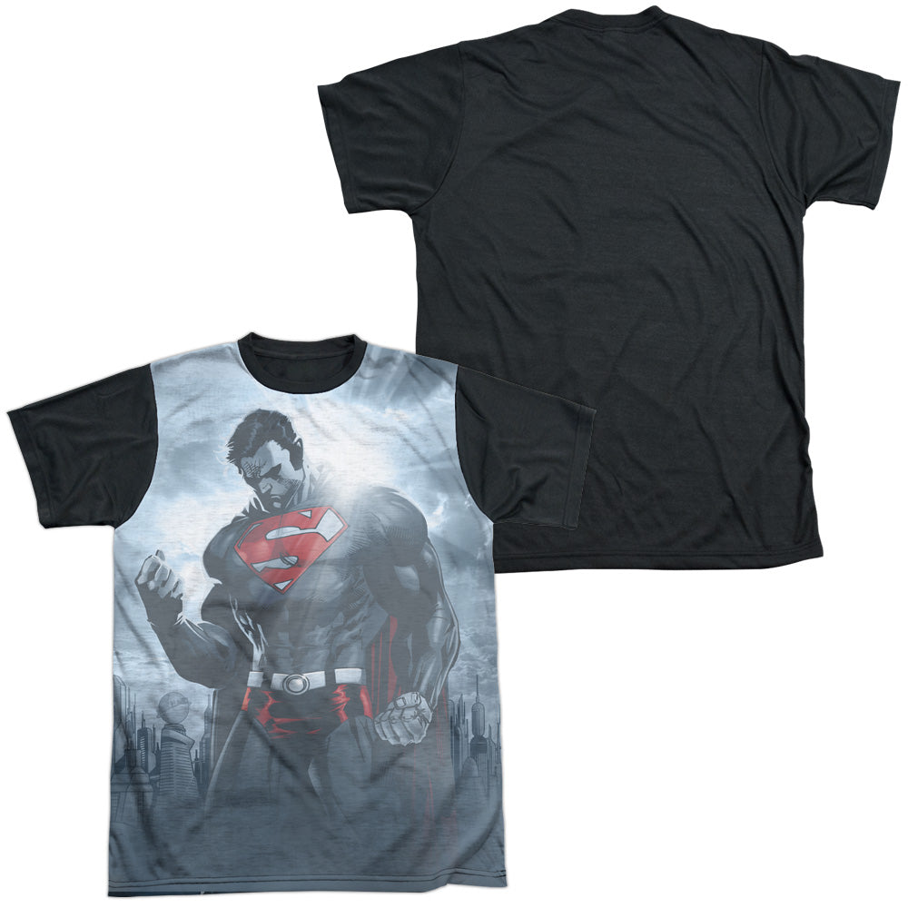 Superman - Light Of The Sun - Short Sleeve Adult White Front Black Back   - White T-shirt