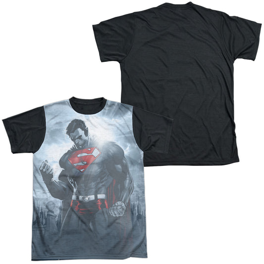 Superman - Light Of The Sun - Short Sleeve Adult White Front Black Back   - White T-shirt