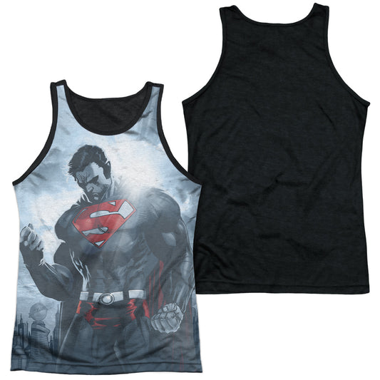Superman - Light Of The Sun - Adult Poly Tank Top Black Back - White