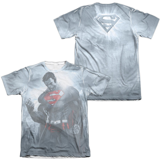 Superman - Light Of The Sun (Front/back Print) - Adult 65/35 Poly/cotton Short Sleeve Tee - White T-shirt