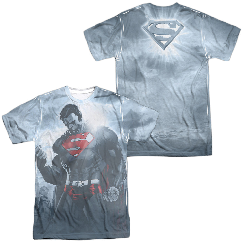 Superman - Light Of The Sun (Front/back Print) -  Short Sleeve Adult 100% Poly Crew - White T-shirt