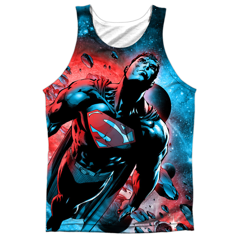 Superman - Red Sun - Adult 100% Poly Tank Top - White