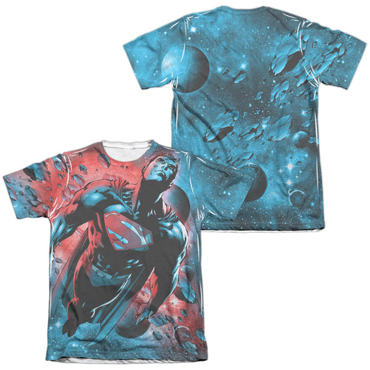 Superman - Red Sun (Front/back Print) - Adult 65/35 Poly/cotton Short Sleeve Tee - White T-shirt