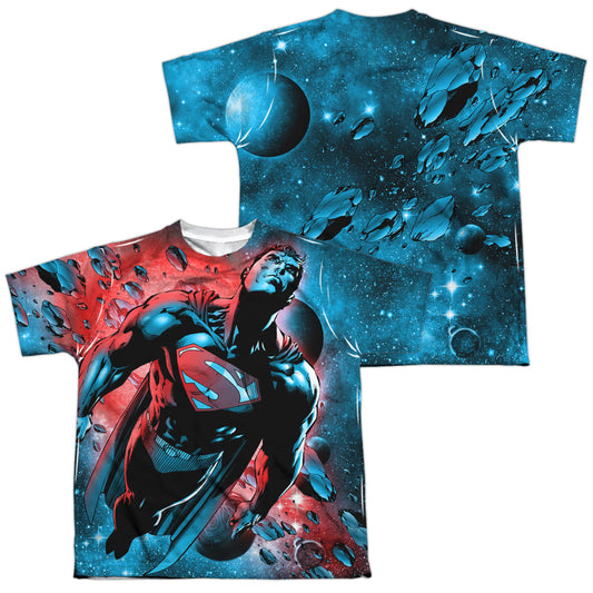 Superman - Red Sun - Short Sleeve Youth Poly Crew - White T-shirt
