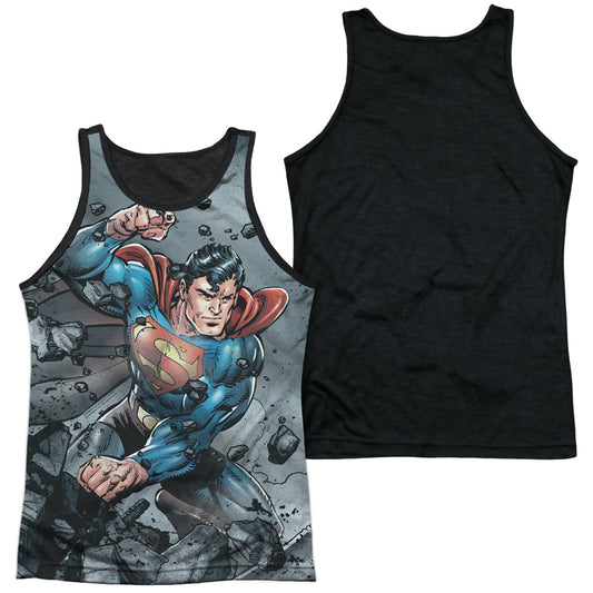 Superman - Superman Vs Doomsday - Adult Poly Tank Top Black Back - White