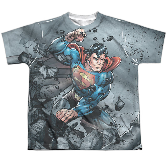 Superman - Superman Vs Doomsday - Short Sleeve Youth Poly Crew - White T-shirt