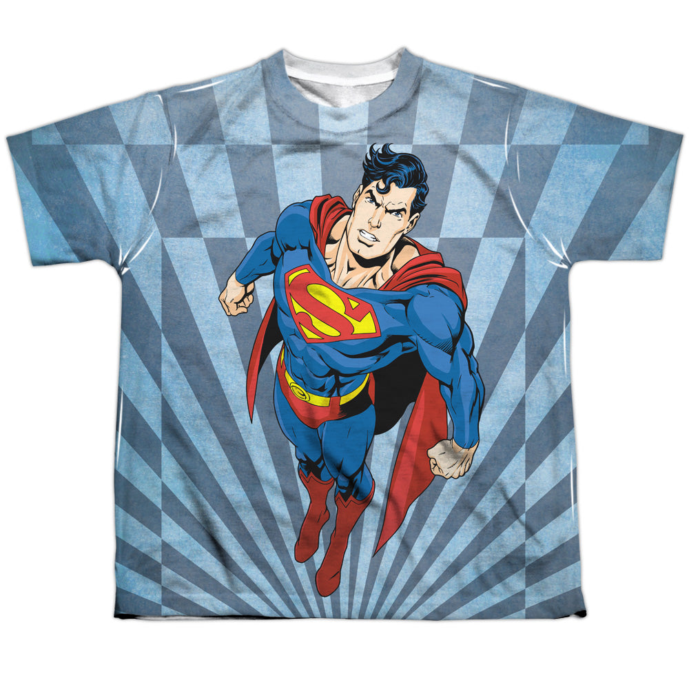 Superman - Super Climb - Short Sleeve Youth Poly Crew - White T-shirt