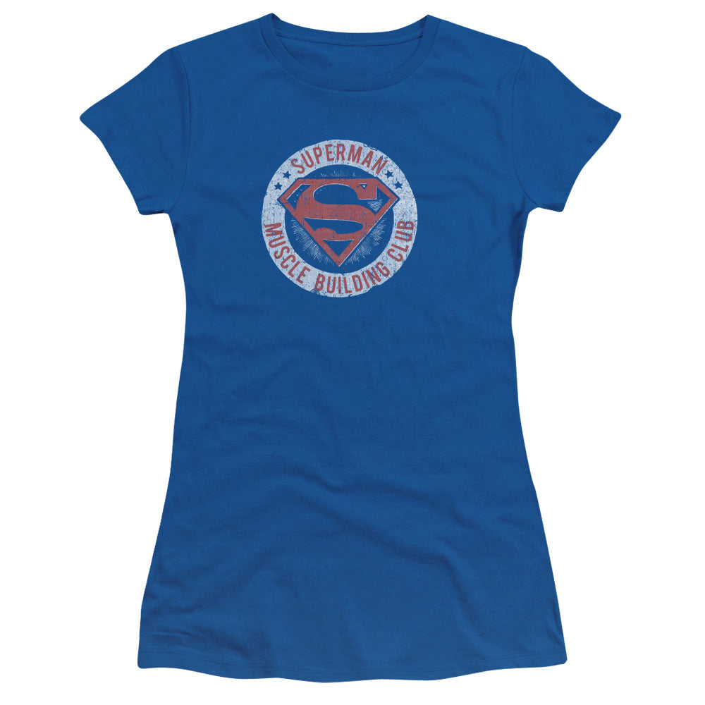 Superman - Muscle Club - Short Sleeve Junior Sheer - Royal Blue T-shirt