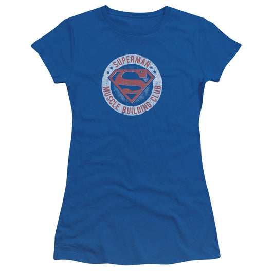 Superman - Muscle Club - Short Sleeve Junior Sheer - Royal Blue T-shirt