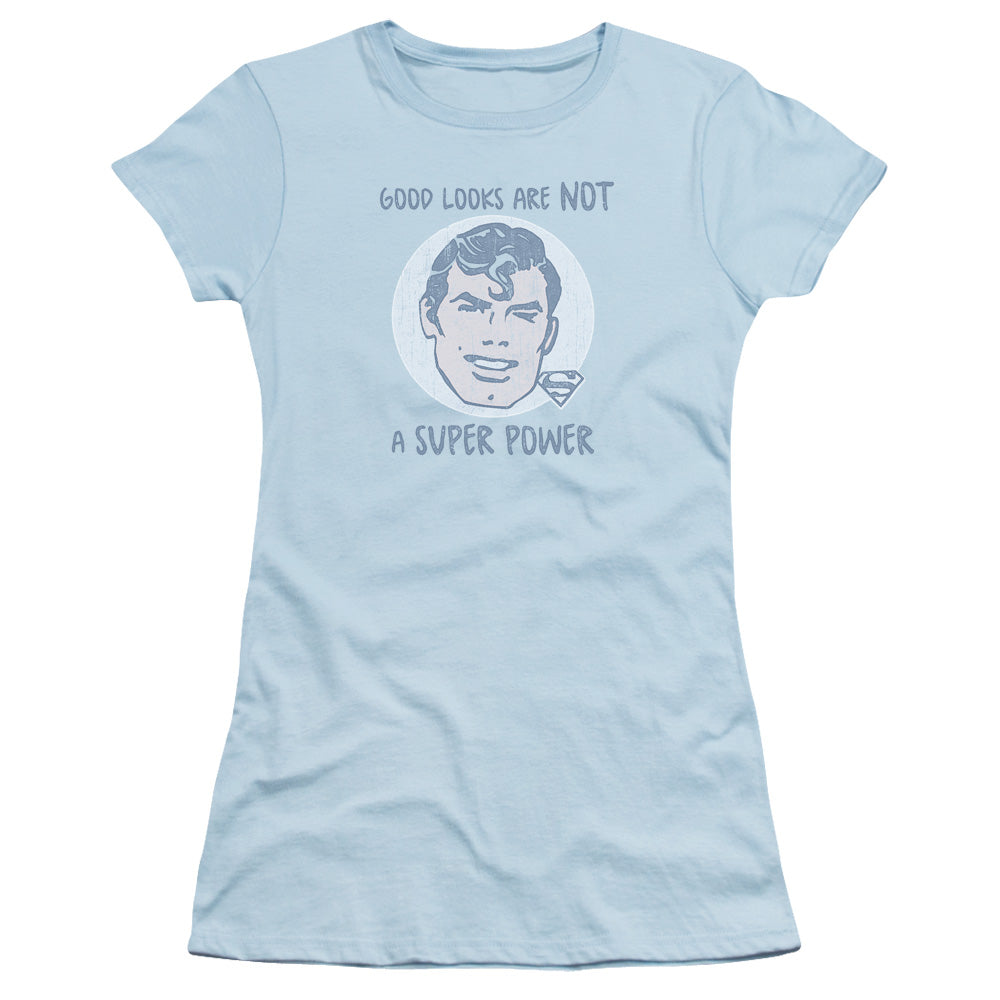 Superman - Good Looks - Short Sleeve Junior Sheer - Light Blue T-shirt