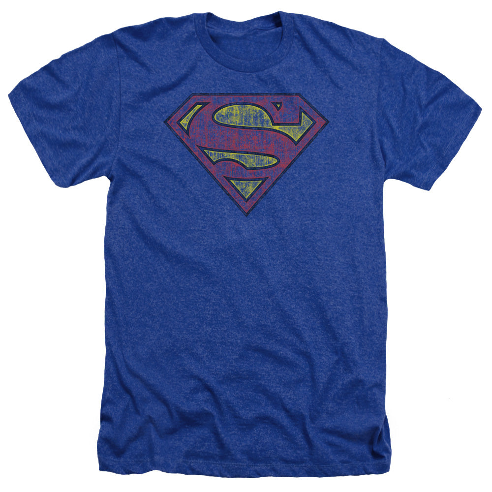 Superman Tattered Shield - Adult Heather - Royal Blue