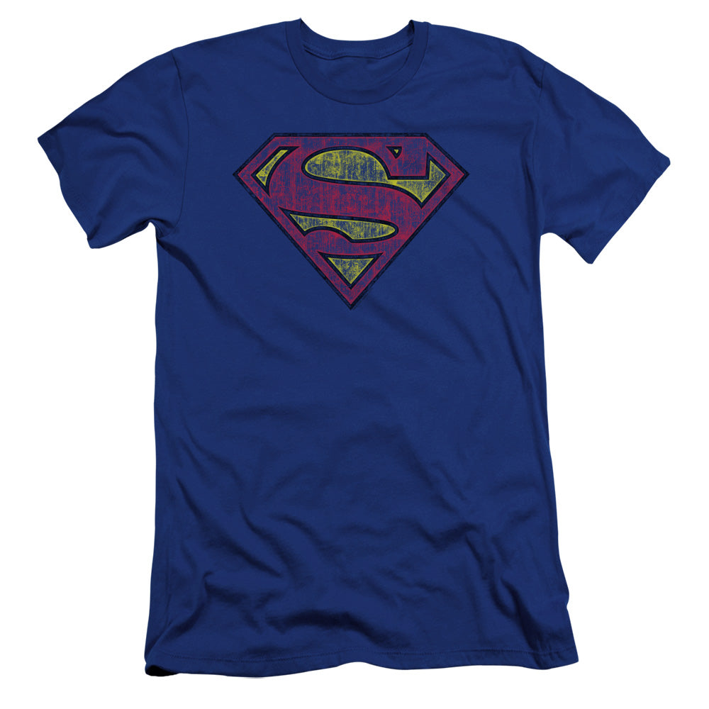 Superman - Tattered Shield-premuim Canvas Adult Slim Fit 30/1 - Royal Blue