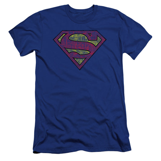 Superman - Tattered Shield-premuim Canvas Adult Slim Fit 30/1 - Royal Blue