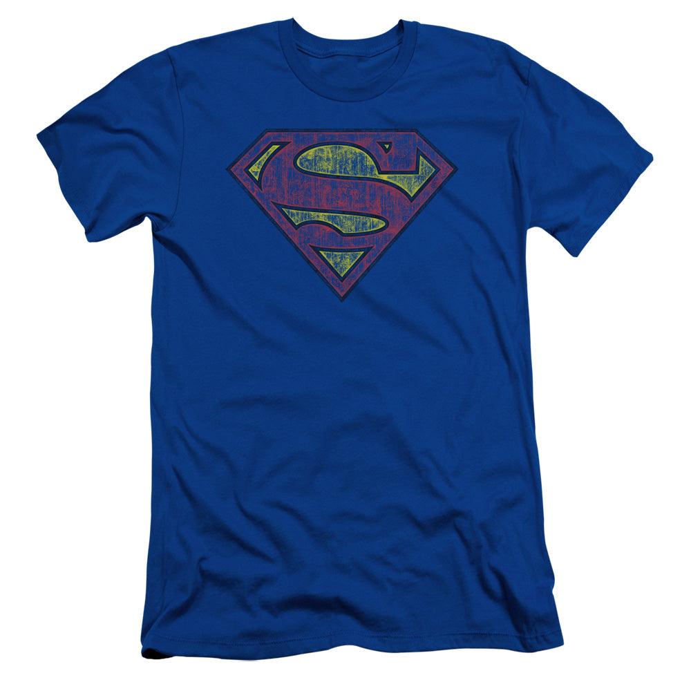 Superman - Tattered Shield - Short Sleeve Adult 30/1 - Royal Blue T-shirt