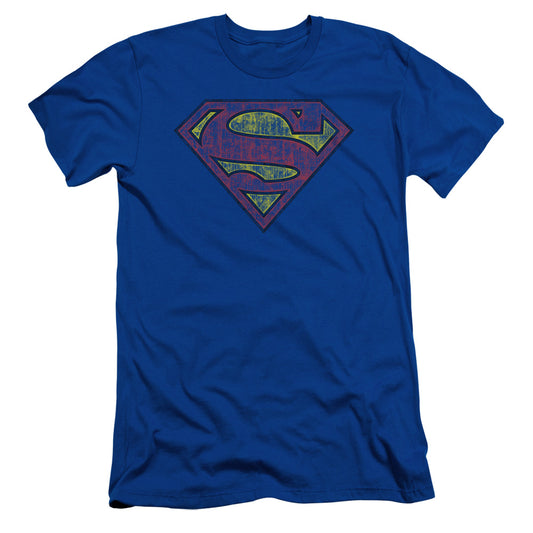 Superman - Tattered Shield - Short Sleeve Adult 30/1 - Royal Blue T-shirt