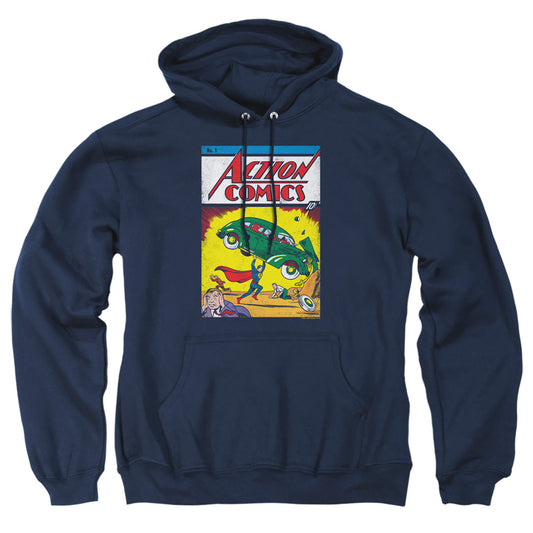 Superman - Action No. 1 - Adult Pull-over Hoodie - Navy
