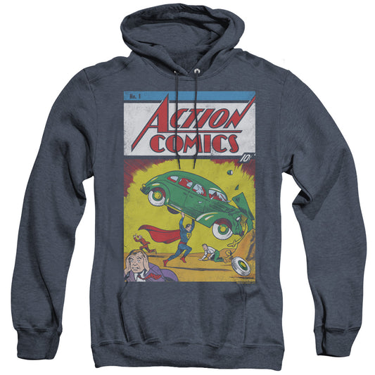 Superman - Action No. 1 - Adult Heather Hoodie - Navy