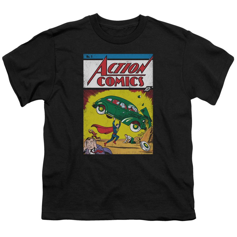 Superman - Action No. 1 - Short Sleeve Youth 18/1 - Navy T-shirt