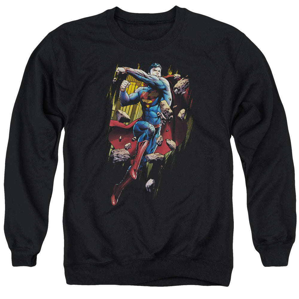 Superman - Flying Determination - Adult Crewneck Sweatshirt - Black