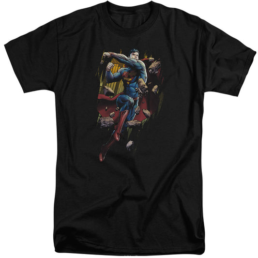 Superman - Flying Determination - Short Sleeve Adult Tall - Black T-shirt