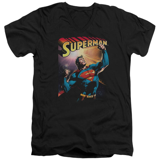 Superman - Victory - Short Sleeve Adult V-neck 30/1 - Black T-shirt
