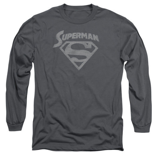 Superman - Super Arch - Long Sleeve Adult 18/1 - Charcoal T-shirt