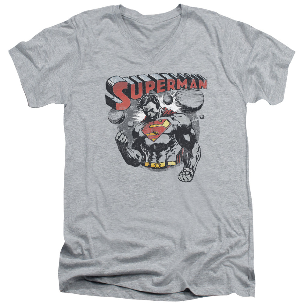 Superman - Super Ko - Short Sleeve Adult V-neck 30/1 - Athletic Heather T-shirt