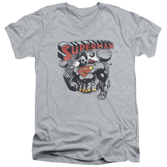 Superman - Super Ko - Short Sleeve Adult V-neck 30/1 - Athletic Heather T-shirt