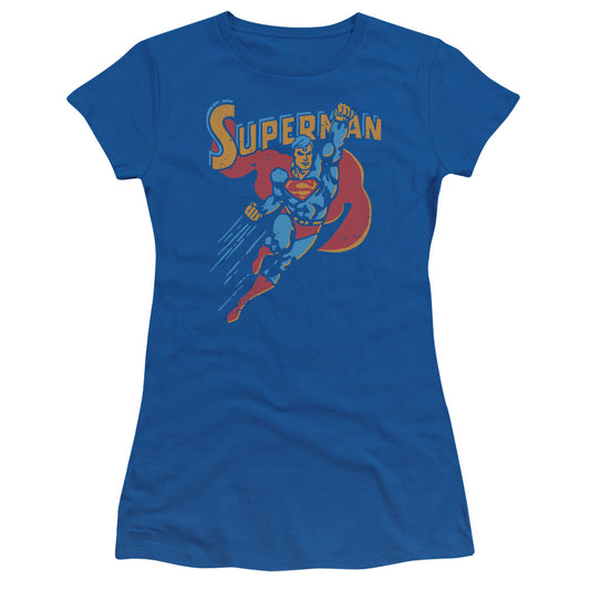 Superman - Life Like Action - Short Sleeve Junior Sheer - Royal Blue T-shirt